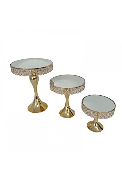 OEM Tall Round Stand With Stone-Embellished 3/ Top Bottom Set