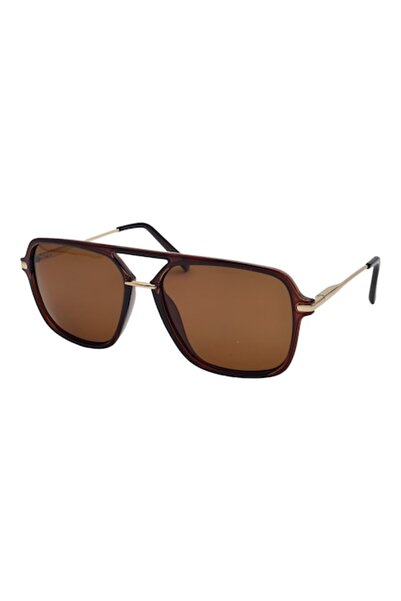 Tia Accesorii Polarized Sunglasses, rectangular, unisex, PS8132C2, brown/gold