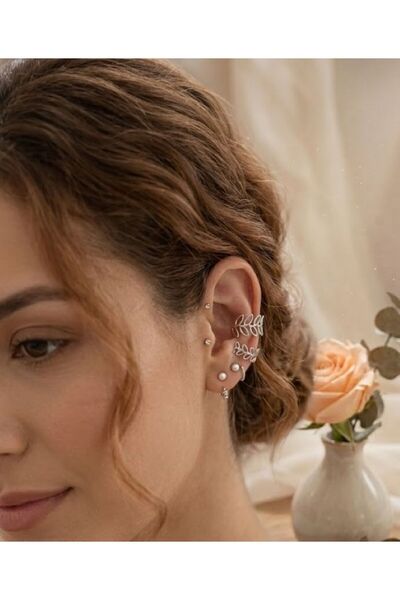 GMN COLLECTION YENİ SEZON YENİ SERİ 2'Lİ ÇELİK EARCUFF KIKIRDAK KÜPE