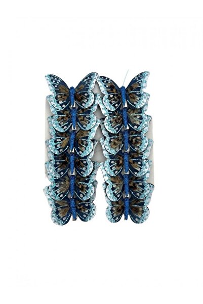 OEM Fluturi Decorativi Din Pene Albastru 12/Set