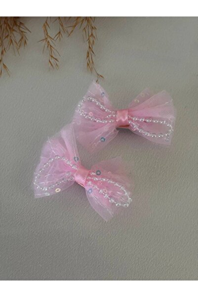 Tokacınız Double Bow Buckle with Sequin and Bead Detail