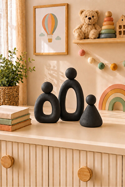 Minima Art Studio Minimal 3’lü Soyut Aile Biblo Seti Dekoratif Obje Modern Bo...
