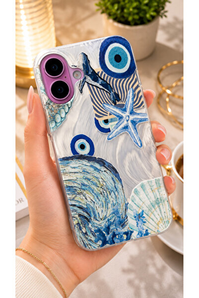 EDELFU iPhone 16 PLUS uyumlu - Aurora Parlak Tüy Desenli Gümüş Koruyucu Silik...