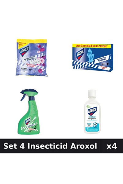 Aroxol Set 4 Produse Anti-Insecte - Loțiune Repelent Insecte Aroxol, Pastile/...