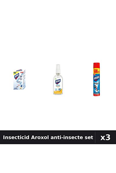 Aroxol Set 3 Insecticid - Aparat Electric, Loțiune Repelent 85ml, Spray 500ml