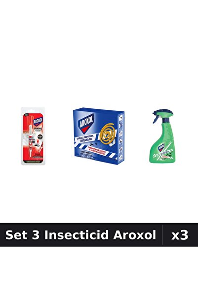 Aroxol Set 3 Produse Anti-Insecte - Pastile/Spirale Anti-Insecte Aroxol, Spra...
