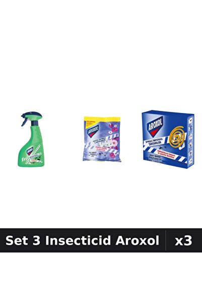 Aroxol Set 3 Produse Anti-Insecte - Pastile/Spirale Anti-Insecte Aroxol, Spra...