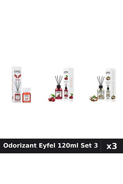 Eyfel Set 3 Odorizant Camera Betisoare 120ml - Red Dragon, Cireșe, Nucă de Cocos