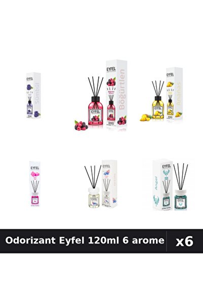 Eyfel Set 6 Odorizante Camera Betisoare 120ml - 6 Arome Asortate Parfum Intens