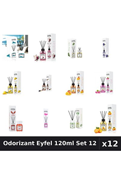 Eyfel Set 12 Odorizant Camera Betisoare 120ml - 12 Arome Asortate, Parfum Intens