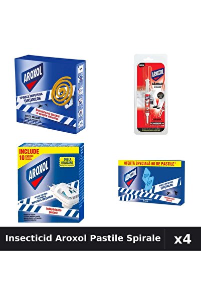 Aroxol Set 4 Pastile/Spirale Insecticid - 10/5g/60 buc - Protectie Anti-Insec...