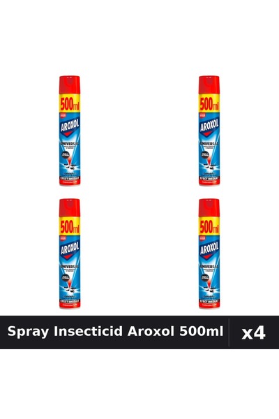 Aroxol Set 4 Spray Insecticid 500ml - Anti Gândaci, Țânțari, Muste - Protecție