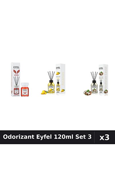 Eyfel Set 3 Odorizant Camera Betisoare 120ml - Red Dragon, Ananas, Nucă Cocos