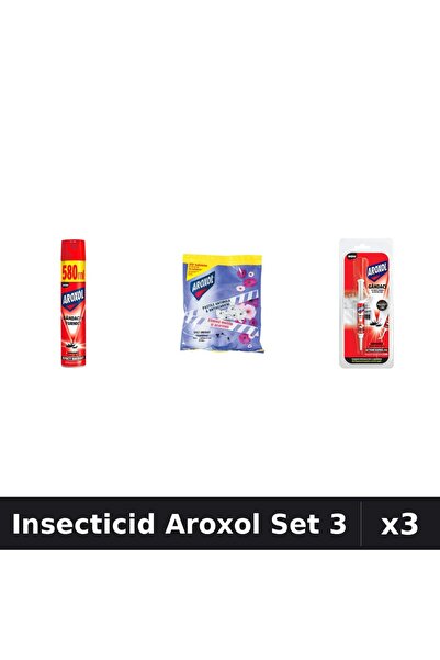 Aroxol Set 3 Insecticid - Spray 580ml + Spirale 20buc + 5g - Anti Gandaci