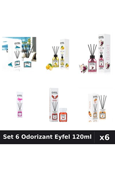 Eyfel Set 6 Odorizante Camera Betisoare, Bouquet, Bubble Gum, Lamaie, Ocean, ...