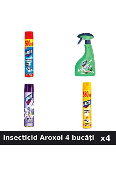 Aroxol Set 4 Spray Insecticid 250ml, 400ml, 500ml, 580ml - Anti Gândaci și Țâ...
