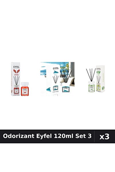 Eyfel Set 3 Odorizant Camera Betisoare 120ml - Iasomie, Ocean, Red Dragon