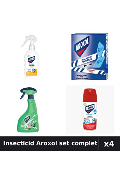 Aroxol Set 4 Insecticid - Spray 400ml, 100ml, Loțiune 200ml, Spirale 30buc