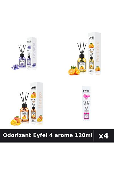 Eyfel Set 4 Odorizant Camera Betisoare - Lavanda, Portocala, Mango, Bubble Gu...