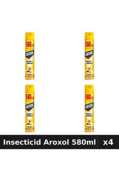 Aroxol Set 4 Spray Insecticid 580ml - Anti Gandaci, Tantari, Muste - Protectie