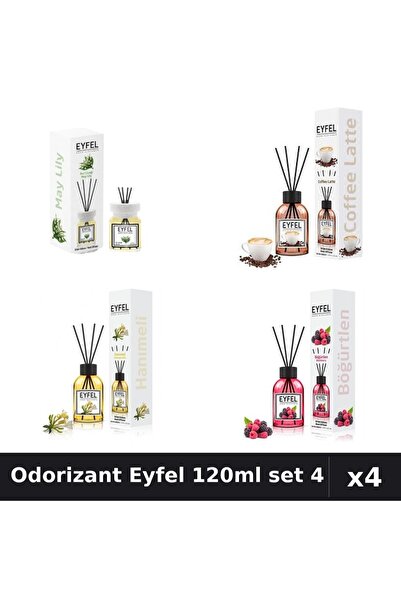 Eyfel Set 4 Odorizant Camera Betisoare - Cafea, Fructe Pădure, Lacramioare, 1...