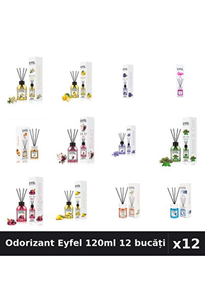 Eyfel Set 12 Odorizante Camera Betisoare 120ml - 12 Arome Asortate, Parfum In...