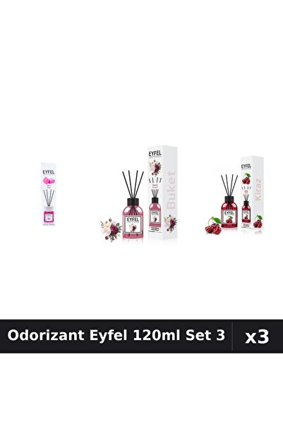 Eyfel Set 3 Odorizant Camera Betisoare 120ml - Bubble Gum, Bouquet, Cireșe
