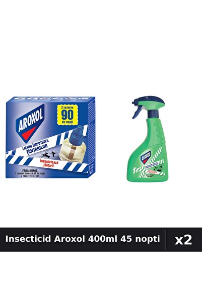 Aroxol Set 2 Insecticid - Aparat Electric 45 Nopti, Spray 400ml - Protectie Casa