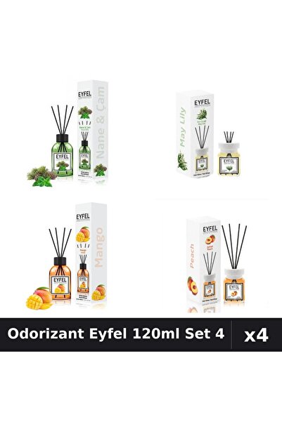 Eyfel Set 4 Odorizant Camera Betisoare 120ml - Pin Mentă, Lacramioare, Mango,...