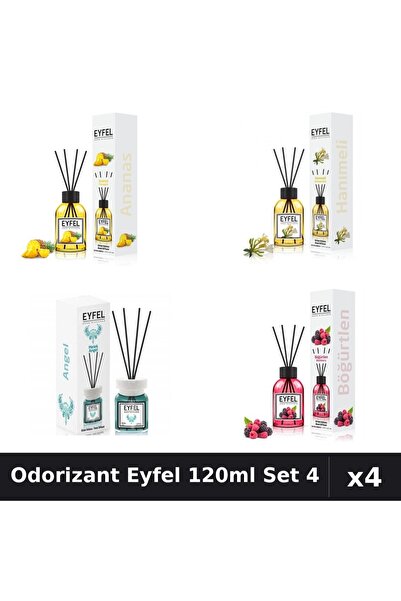Eyfel Set 4 Odorizant Camera Betisoare 120ml - Ananas, Angel, Fructe Pădure