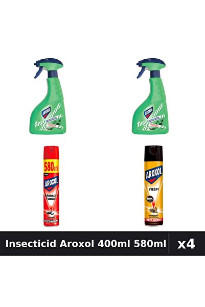 Aroxol Set 4 Spray Insecticid 400ml, 580ml - Anti Insecte, Gândaci, Țânțari, ...