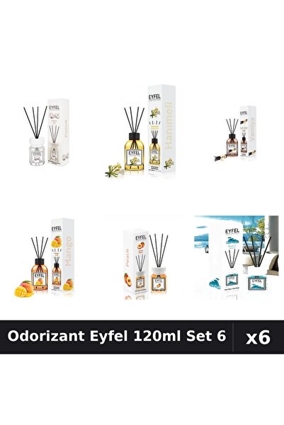 Eyfel Set 6 Odorizante Camera Betisoare - 6 Arome Asortate, 120ml Parfum