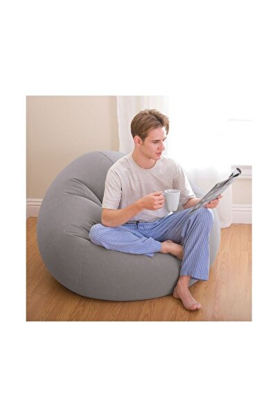 Zet Fotoliu puf gonflabil Intex gri catifelat 114x114x71 cm, confortabil pent...