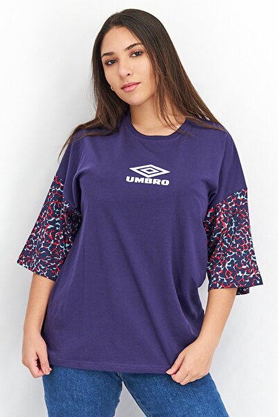 UMBRO Women Crew Neck Short Sleeves Brand Logo Tee, Navy