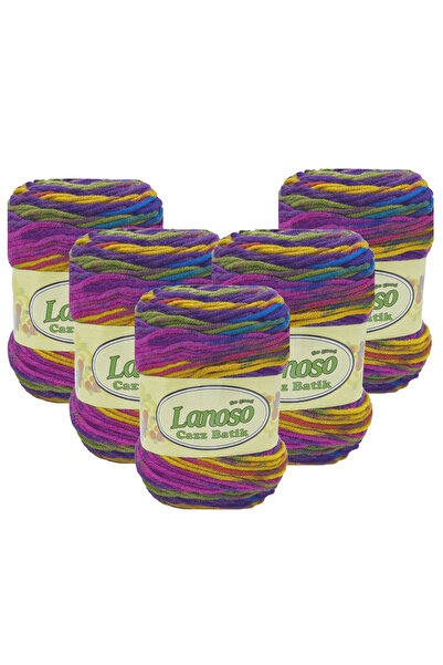 Lanoso 5 Pieces Cazz Batik (716) 100% Acrylic Hand Knitting Yarn Self-Pattern...