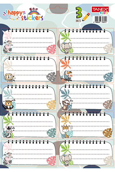 Tanex SCHOOL LABELS 30/SET WILD ANIMALS TLS-833
