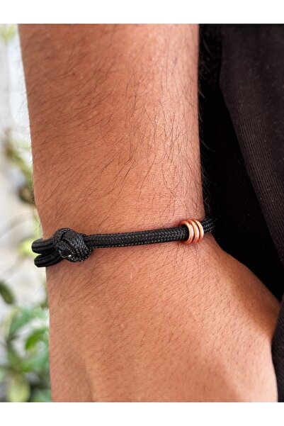 Atölye Merdiven %100 Saf Ham Bakır Detaylı Paracord Bileklik Unisex Bakır bileklik