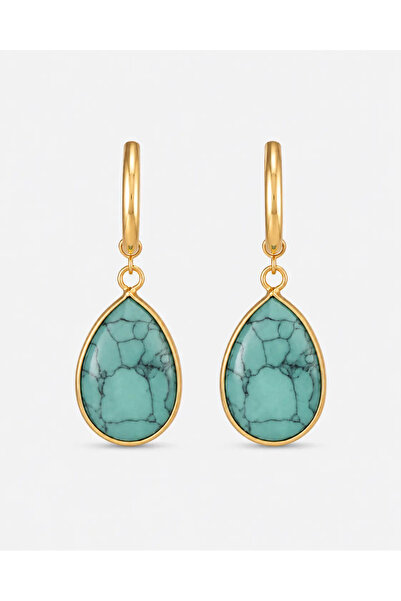 THE GEM STORIES JEWELRY Τυρκουάζ κρεμαστά σκουλαρίκια
