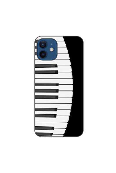 OEM Калъф, съвместим с Apple iPhone 12, силиконов гел TPU, с десен на пиано к...