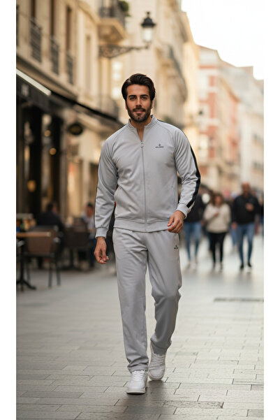 ELLOKS Men's College Collar Rashell Tracksuit Set 100% Polyester Zippered Tra...
