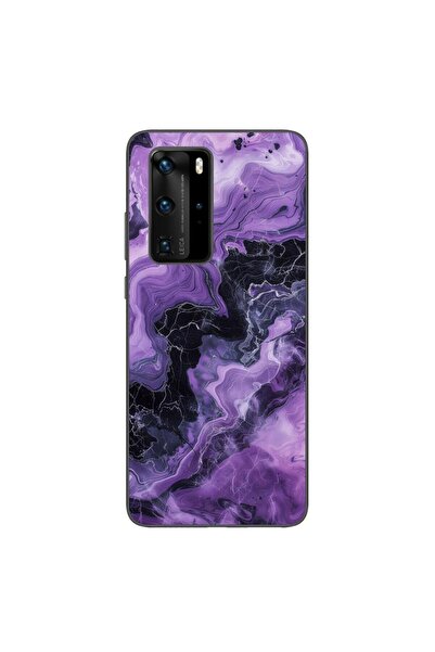 OEM Husa compatibila cu Huawei P40 Pro Silicon Gel Tpu Model Abstract Purple ...