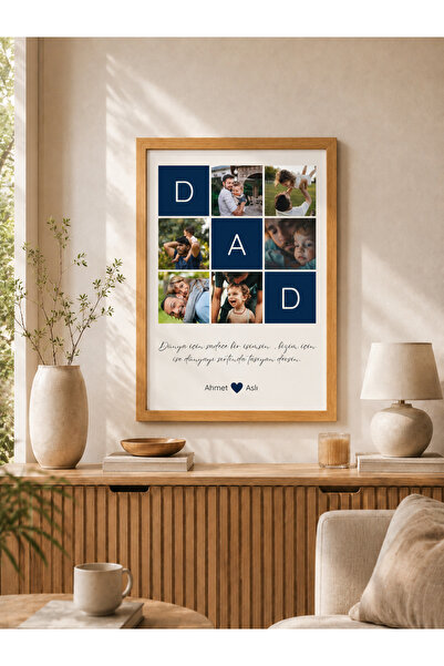 fuart.co Dad Kişiye Özel 6 Fotoğraflı Babalar Günü Çerçeveli Tablo, Babalar G...