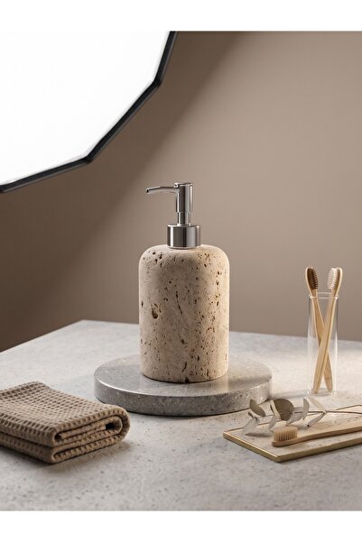 FARALYAHOME Faralya Home Dozator de săpun lichid din travertin natural - Acce...