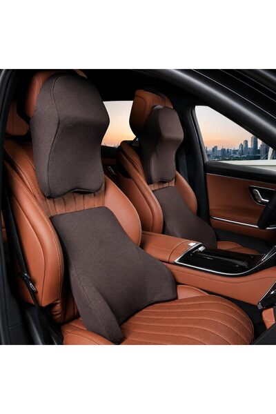 Auto Family FZE مجموعة وسادة مسند الرأس ووسادة دعم أسفل الظهر - مجموعة دعم ظه...