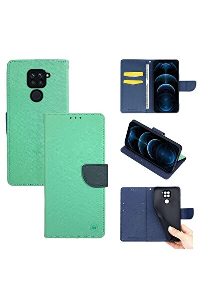 Sonique Θήκη Πορτοφόλι Trend Wallet Xiaomi Redmi Note 9 Βεραμάν / Σκούρο Μπλε
