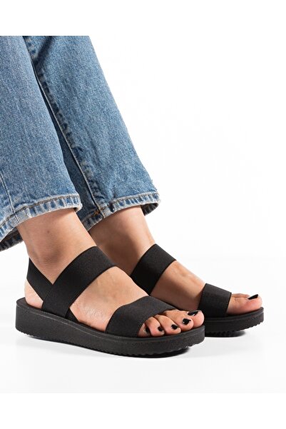 ALOGO Sandale dama Negre cu Barete elastice Mann