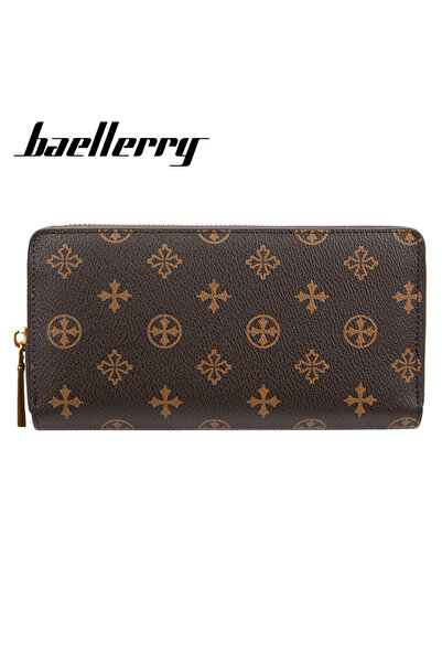 baellerry Women's Classic Monogram Print Long Zip Around Wallet, Vintage Styl...