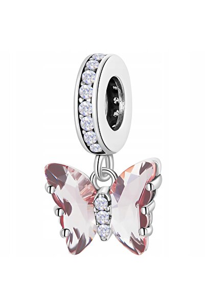 Larezo pandantiv, element decorativ, Model Fluture Roz Cu Cristale, Zirconii,...