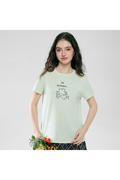 Giordano Women’s Cotton Crew Neck Printed Comfort Tee
