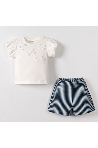 nk kids Nk baby girl mare two-piece set 1/4 year ecru - navy